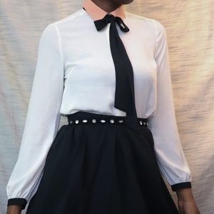 Who What Wear Ivory Blouse with Neck Tie